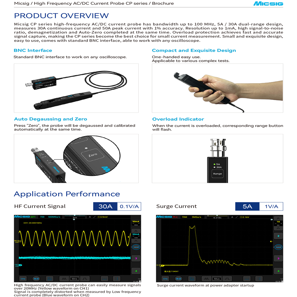 Micsig Sonde di corrente CA/CC - Current Probe Ac Dc 50Mhz Oscilloscope recensione e prezzo